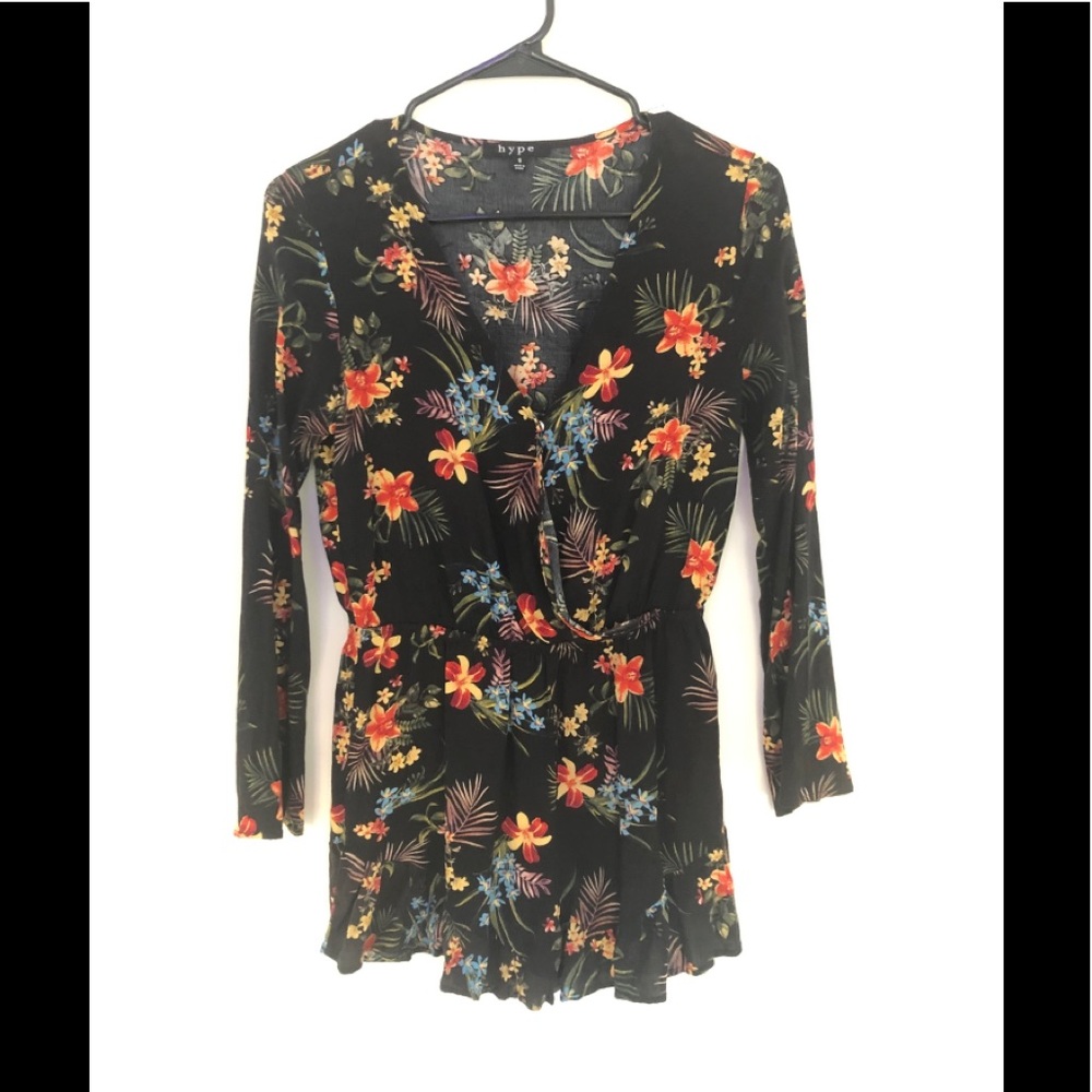 Hibiscus Print Romper